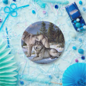 Twee noordpoolwolven schilderen papieren bordje (Feest)