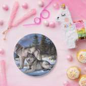 Twee noordpoolwolven schilderen papieren bordje (Feest)