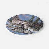 Twee noordpoolwolven schilderen papieren bordje (Gekanteld)