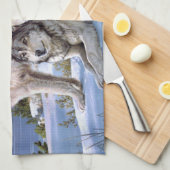 Twee noordpoolwolven schilderen theedoek (Quarter Fold)