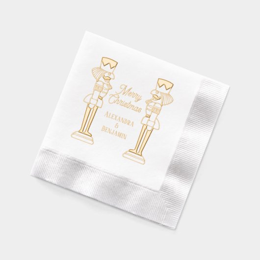 Twee Notenkraker Vrolijk Kerstmispaar of Fam Naam Folie Servetten (Links)
