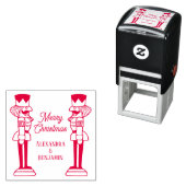 Twee Notenkrakers Prettig Kerst Couple Fam Naam Zelfinktende Stempel (In situ)