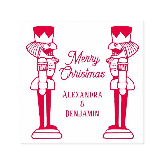 Twee Notenkrakers Prettig Kerst Couple Fam Naam Zelfinktende Stempel (Design)