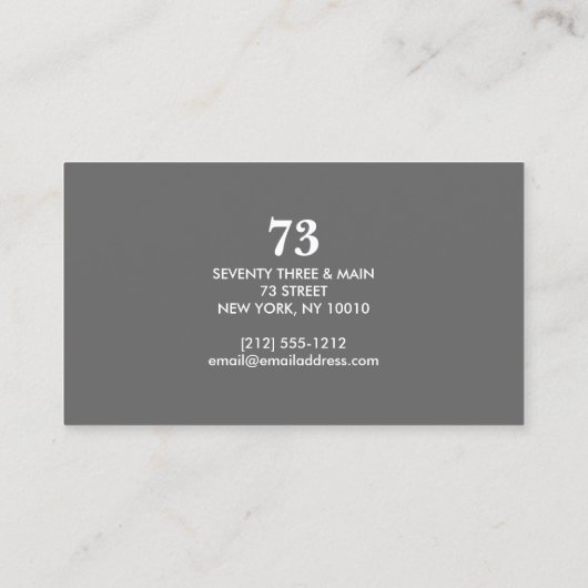 TWEE NUMMERS LOGO II Designer Visitekaartje (Achterkant)