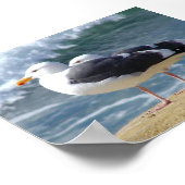 TWEE OCEAN SEAGULLS WAVT ROCK BEACH FOTOGRAPHY BI POSTER (Hoek)
