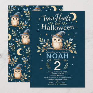 Twee oehoes Halloween-uil 2e verjaardag jongen Kaart