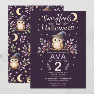 Twee oehoes Halloween-uil 2e verjaardag meisje Kaart