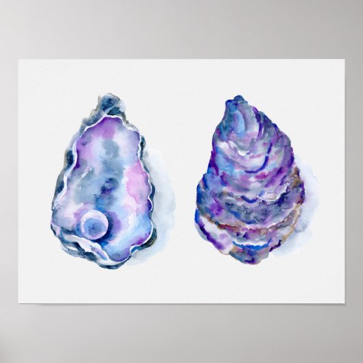 Twee oester schelpen met pdieren poster (Voorkant)