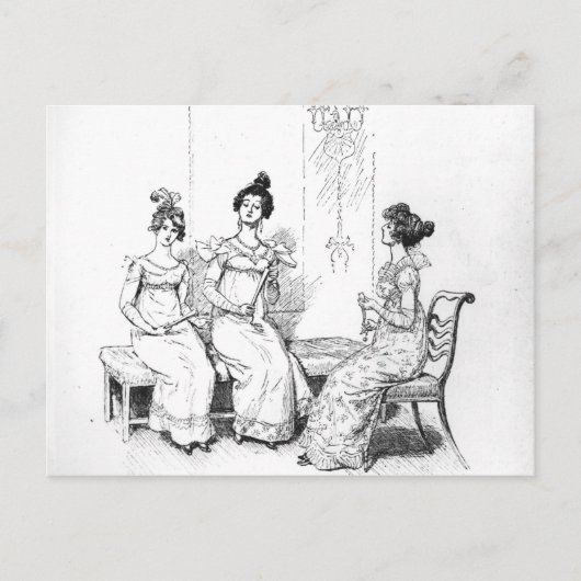 Twee of drie jonge dames aangeboden briefkaart (Voorkant)