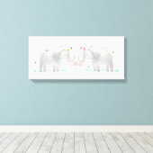 Twee olifanten en een aap canvas afdruk (Insitu (Houten vloer))