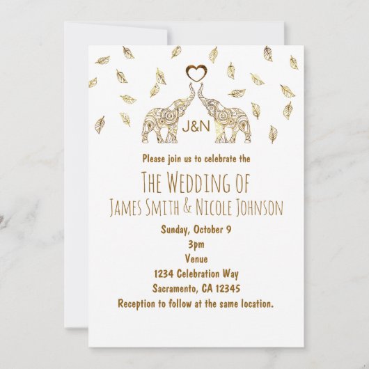 Twee olifanten en uitnodiging tot het uitzenden va (Voorkant)