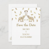 Twee Olifanten Goud Herfst Bruiloft Save The Date Aankondigingskaart (Voorkant / Achterkant)
