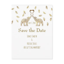 Twee Olifanten Goud Herfst Bruiloft Save The Date