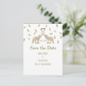 Twee Olifanten Goud Herfst Bruiloft Save The Date Aankondigingskaart (Staand voorkant)
