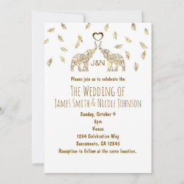 Twee olifanten & hart gouden herfst bruiloft uitno kaart