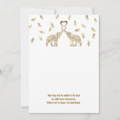 Twee olifanten & Hart Gouden Herfst Trouw Uitnodig Kaart (Achterkant)