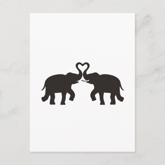 Twee olifanten houden van silhouettes briefkaart (Voorkant)
