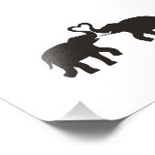 Twee olifanten houden van silhouettes foto afdruk (Hoek)