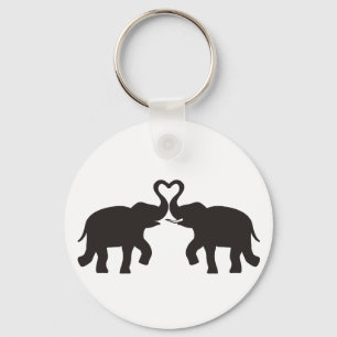Twee olifanten houden van silhouettes sleutelhanger