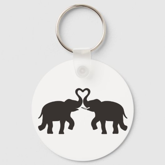 Twee olifanten houden van silhouettes sleutelhanger (Voorkant)