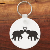Twee olifanten houden van silhouettes sleutelhanger (Voorkant)