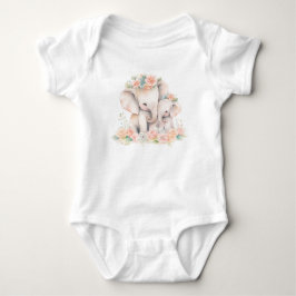 Twee olifanten knuffelen met bloemenkrans romper