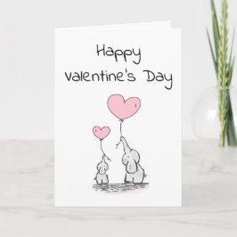 Twee olifanten met ballonnen Valentijnsdag Kaart