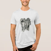 Twee olifanten met bladeren Tri-Blend shirt (Voorkant)