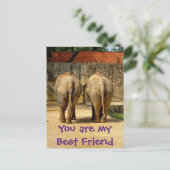 Twee olifanten - mijn beste vriend briefkaart (Staand voorkant)