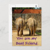 Twee olifanten - mijn beste vriend briefkaart (Voorkant / Achterkant)