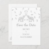 Twee Olifanten Zilveren Herfst Bruiloft Save The D Aankondigingskaart (Voorkant / Achterkant)