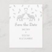 Twee Olifanten Zilveren Herfst Bruiloft Save The D Aankondigingskaart (Voorkant)