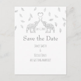 Twee Olifanten Zilveren Herfst Bruiloft Save The D Aankondigingskaart