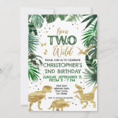 TWEE om WILD Dinosaur Theme Birthday Party te word Kaart (Voorkant)