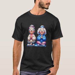 Twee oma's Oudere dames Yoga Schattig Grafisch ont T-shirt