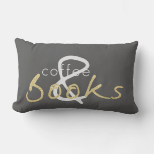 Twee one Gold Sparkle Coffee en Books Pillow Kussen