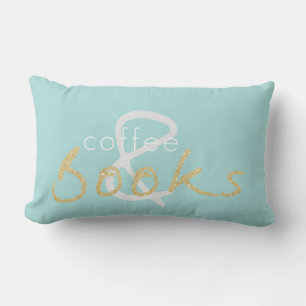 Twee one Gold Sparkle Coffee en Books Pillow Kussen