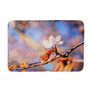 Twee ongelofelijke Sakura bloemen. Roze, Blauwe ac Badmat