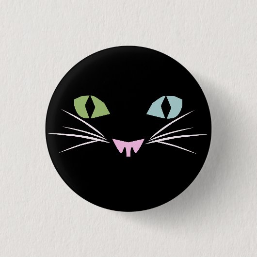 Twee oogkat ronde button 3,2 cm (Voorkant)