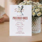 Twee ooievaars en tweelingen baby shower kaart