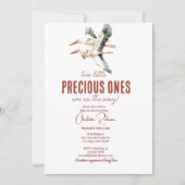 Twee ooievaars en tweelingen baby shower kaart (Voorkant)