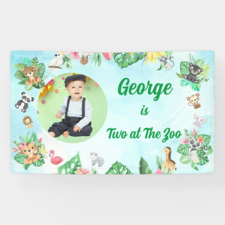 Twee op de dierentuin Safari Jungle Kids foto verj Spandoek