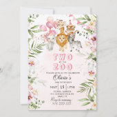 Twee op de zoo safari verjaardagsuitnodiging kaart (Voorkant)