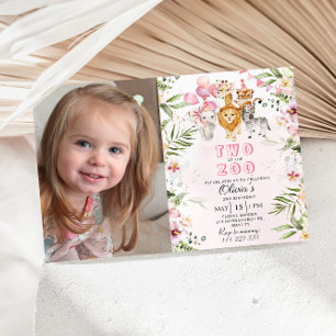 Twee op de zoo safari verjaardagsuitnodiging kaart