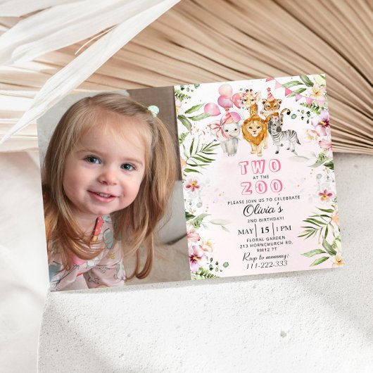 Twee op de zoo safari verjaardagsuitnodiging kaart