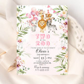 Twee op de zoo safari verjaardagsuitnodiging kaart