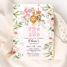 Twee op de zoo safari verjaardagsuitnodiging