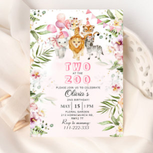 Twee op de zoo safari verjaardagsuitnodiging kaart