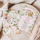 Twee op de zoo safari verjaardagsuitnodiging kaart