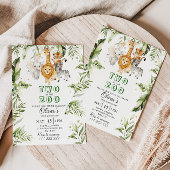 Twee op de zoo safari verjaardagsuitnodiging kaart